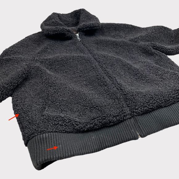 Banana Republic Full Zip Sherpa Bomber Jacket in Black Women's Size XL - Picture 5 of 14